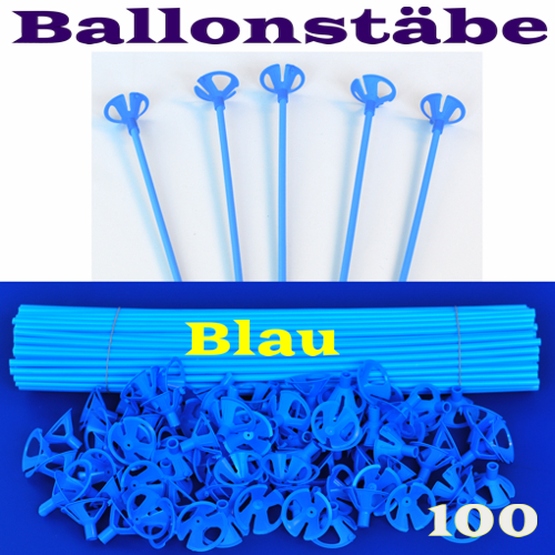 100-blaue-Ballonstaebe-2-teilig-Halter-fuer-Luftballons