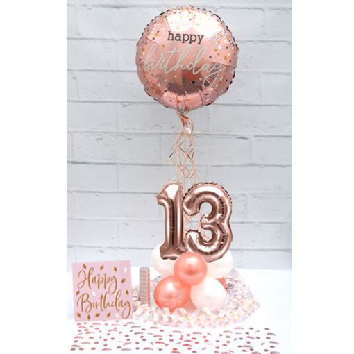 Partydeko-Set zum 13. Geburtstag in Rosegold, Happy Birthday