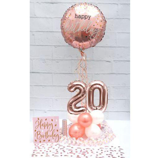 Partydeko-Set zum 20. Geburtstag in Rosegold, Happy Birthday