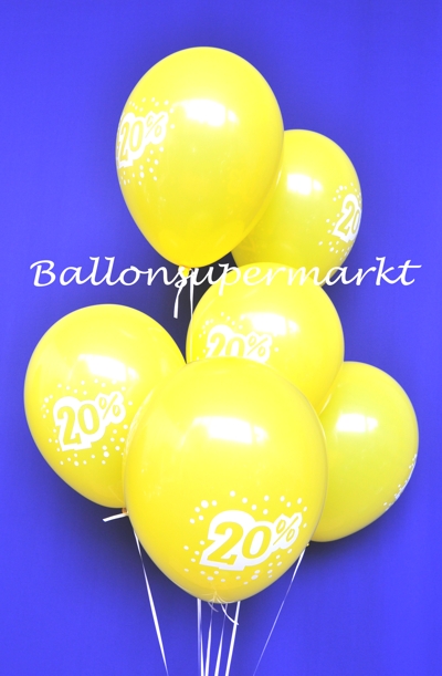 20-prozent-luftballons in gelb zur rabattaktion