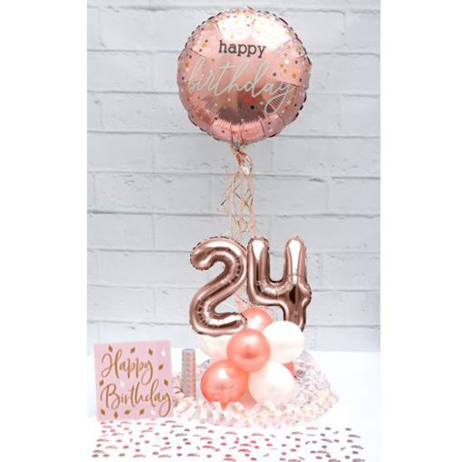 Partydeko-Set zum 24. Geburtstag in Rosegold, Happy Birthday