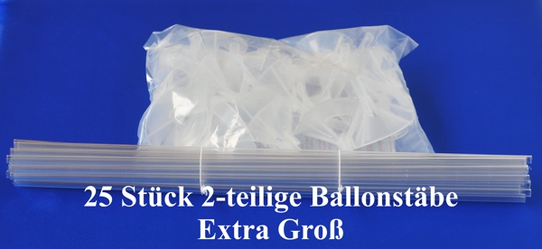 25 Stück 2-teilige Ballonstäbe, extra groß