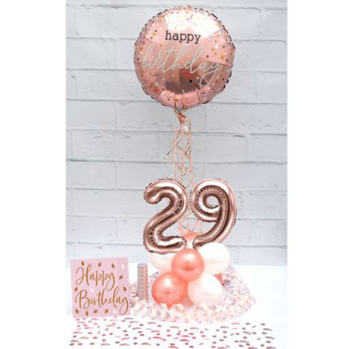 Partydeko-Set zum 29. Geburtstag in Rosegold, Happy Birthday