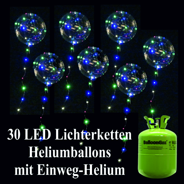 30-LED-Lichterketten-Heliumballons-mit-2-2-Liter-Helium-Einweg