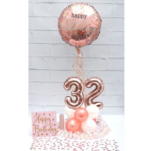 Partydeko-Set zum 32. Geburtstag in Rosegold, Happy Birthday