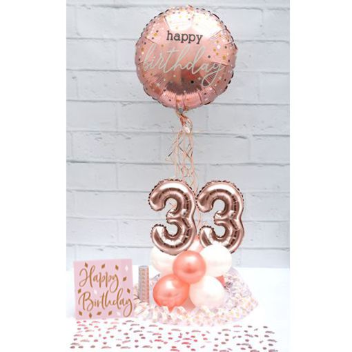 Partydeko-Set zum 33. Geburtstag in Rosegold, Happy Birthday