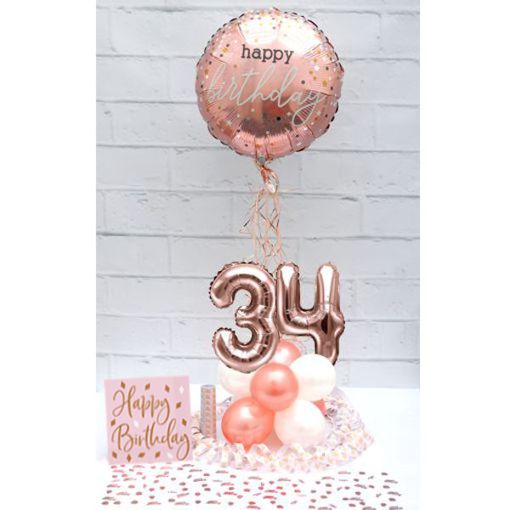 Partydeko-Set zum 34. Geburtstag in Rosegold, Happy Birthday