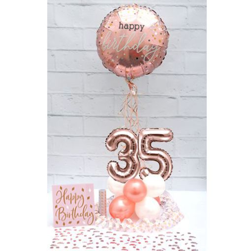 Partydeko-Set zum 35. Geburtstag in Rosegold, Happy Birthday