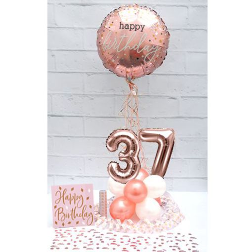 Partydeko-Set zum 37. Geburtstag in Rosegold, Happy Birthday