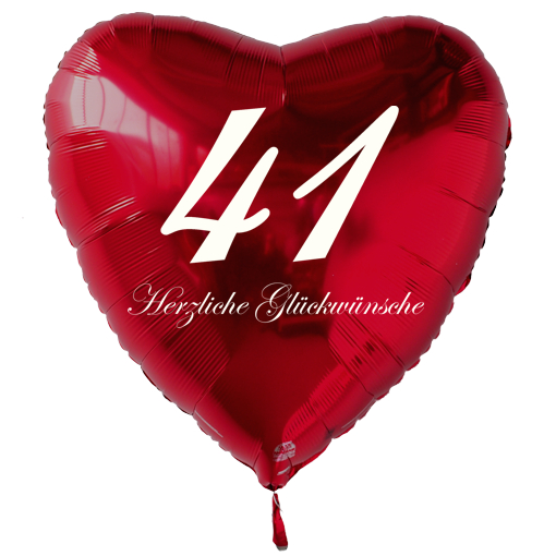 Geburtstag-41-Herzluftballon-Rot