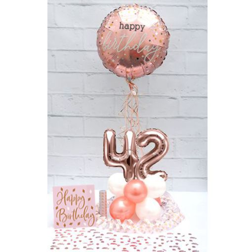 Partydeko-Set zum 42. Geburtstag in Rosegold, Happy Birthday