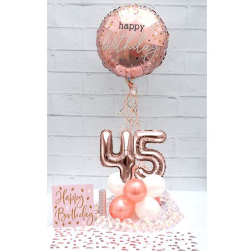 Partydeko-Set zum 45. Geburtstag in Rosegold, Happy Birthday