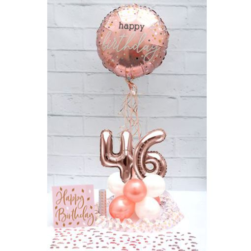 Partydeko-Set zum 46. Geburtstag in Rosegold, Happy Birthday