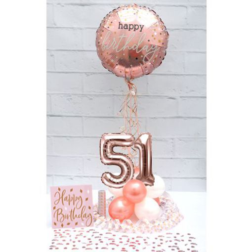 Partydeko-Set zum 51. Geburtstag in Rosegold, Happy Birthday