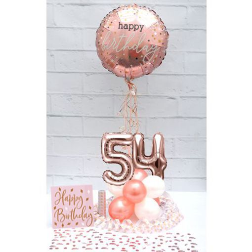 Partydeko-Set zum 54. Geburtstag in Rosegold, Happy Birthday