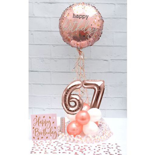 Partydeko-Set zum 67. Geburtstag in Rosegold, Happy Birthday