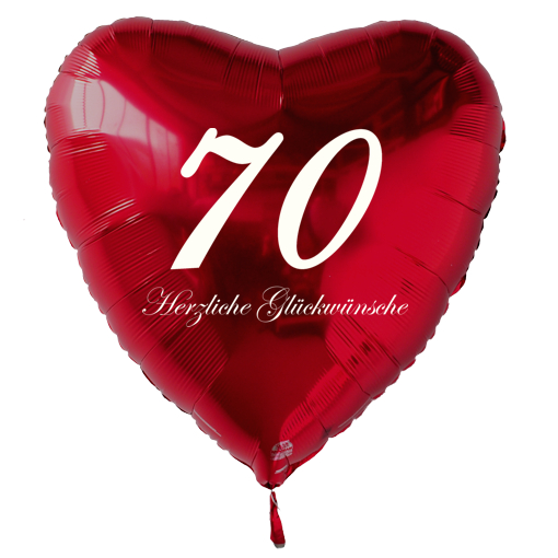 Roter Luftballon in Herzform zum 70. Geburtstag mit Ballongas Helium