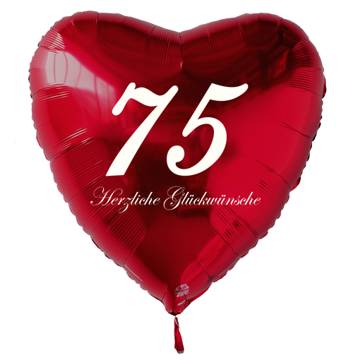 Geburtstag-75-Herzluftballon-Rot