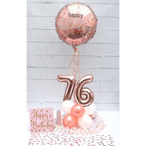 Partydeko-Set zum 76. Geburtstag in Rosegold, Happy Birthday