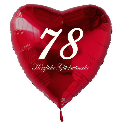 Geburtstag-78-Herzluftballon-Rot