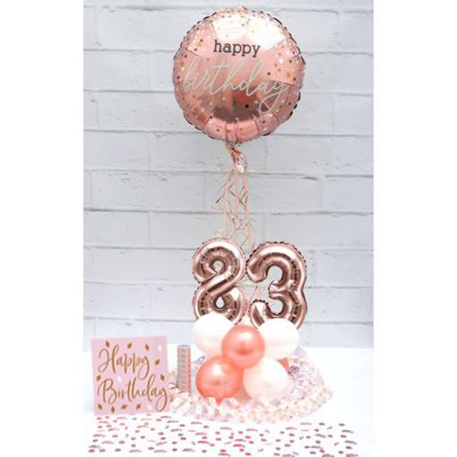 Partydeko-Set zum 83. Geburtstag in Rosegold, Happy Birthday