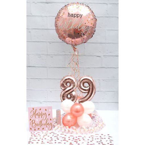 Partydeko-Set zum 89. Geburtstag in Rosegold, Happy Birthday