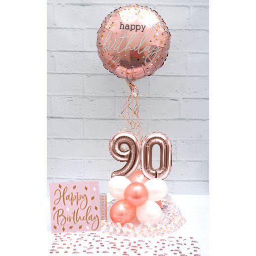 Partydeko-Set zum 90. Geburtstag in Rosegold, Happy Birthday