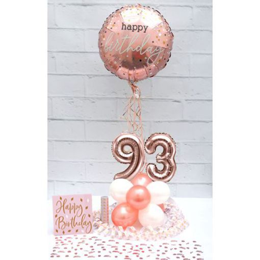 Partydeko-Set zum 93. Geburtstag in Rosegold, Happy Birthday