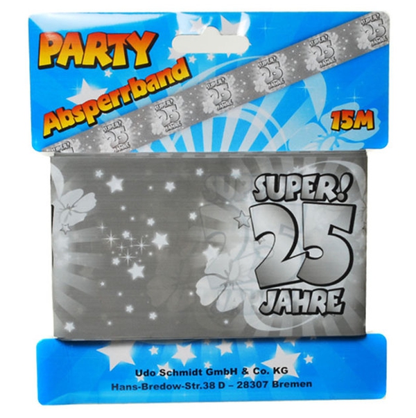 Absperrband-Super-25-Jahre-Dekoration-zur-Silberhochzeit-Jubilaeum-Party-Fest-Feier