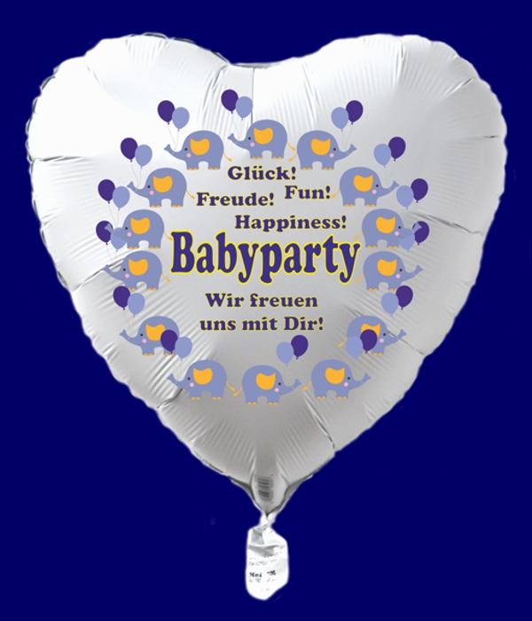 Babyparty-Luftballon-Boy-Junge-Herzluftballon-in-Weiss-mit-Helium