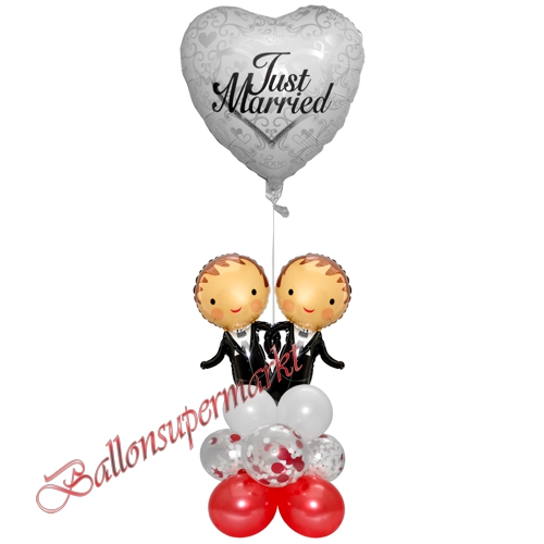 Ballons-und-Dekorations-Set-Brautpaar-Schwul-Just-Married-zur-Hochzeit-rot-weiss-silber-Deko-Tischdeko-Hochzeitsfest-Detailansicht