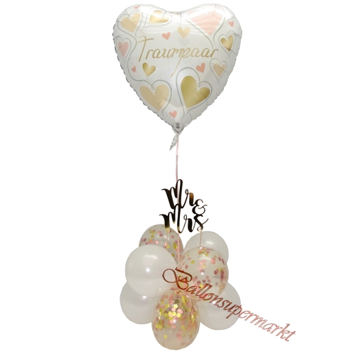 Ballons-und-Dekorations-Set-Traumpaar-Rosegold-Weiss-Gold-Deko-Tischdeko-Hochzeitsfest-Detailansicht