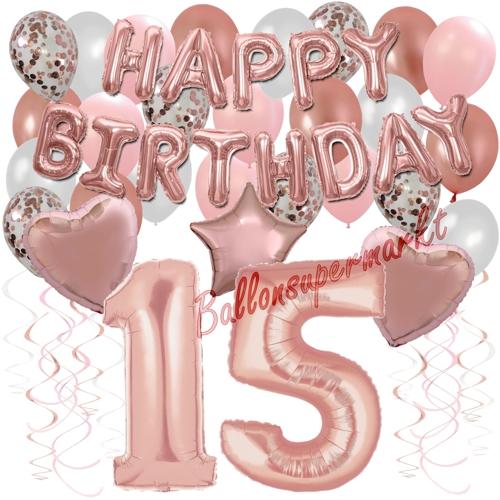 Ballons-und-Dekorations-Set-zum-15.-Geburtstag-Happy-Birthday-Rosegold