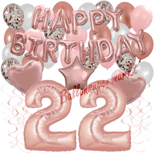 Ballons-und-Dekorations-Set-zum-22.-Geburtstag-Happy-Birthday-Rosegold