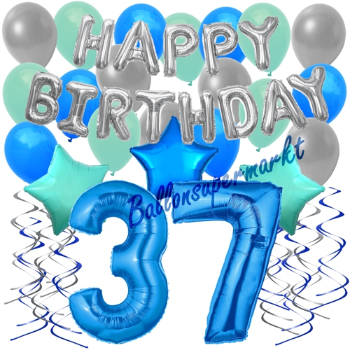 Ballons-und-Dekorations-Set-zum-37.-Geburtstag-Happy-Birthday-Blau