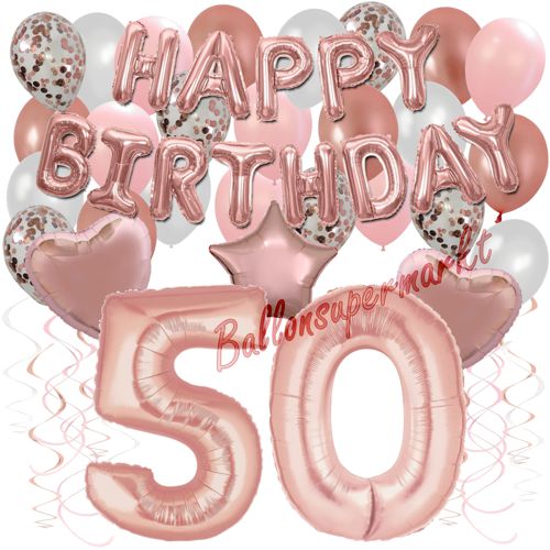 Ballons-und-Dekorations-Set-zum-50.-Geburtstag-Happy-Birthday-Rosegold