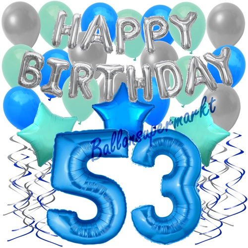 Ballons-und-Dekorations-Set-zum-53.-Geburtstag-Happy-Birthday-Blau