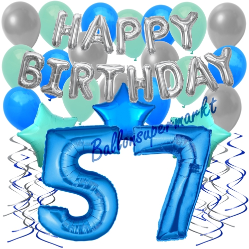 Ballons-und-Dekorations-Set-zum-57.-Geburtstag-Happy-Birthday-Blau