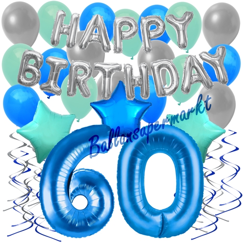 Ballons-und-Dekorations-Set-zum-60.-Geburtstag-Happy-Birthday-Blau