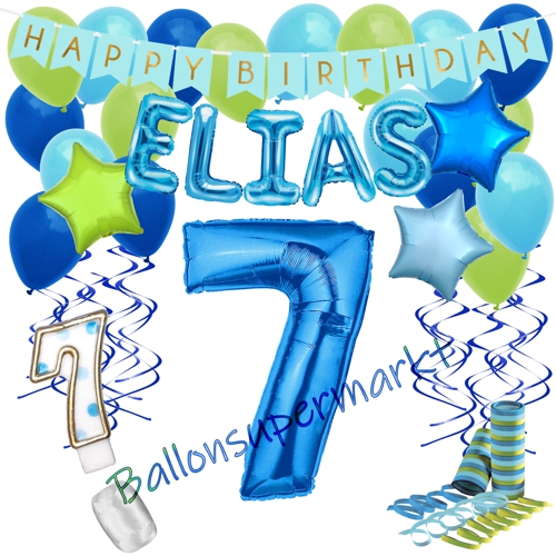 Ballons-und-Dekorations-Set-zum-7.-Geburtstag-Happy-Birthday-Blau-mit-Namen