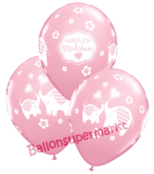 Ballons-und-Helium-Set-Einweg-Geburt-Hurra-ein-Maedchen-Ballonflug-Dekoration-Babyparty