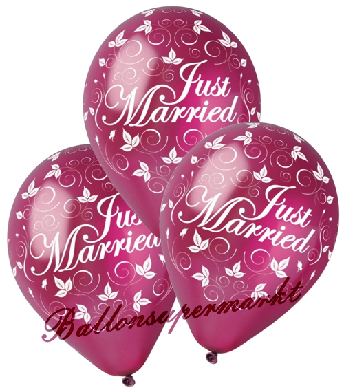 Ballons-und-Helium-Set-Einweg-Just-Married-burgund-Ballonflug-Dekoration-Hochzeitsfest