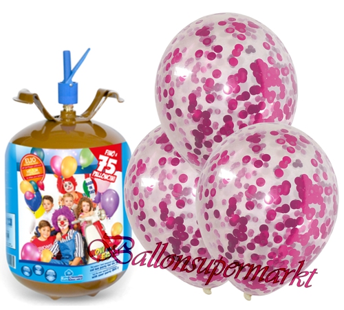Ballons-und-Helium-Set-Midi-3,5-Liter-Einweg-Jumbo-Konfetti-Luftballons-pink-10-Stueck-Ballonflug-Dekoration-Hochzeit