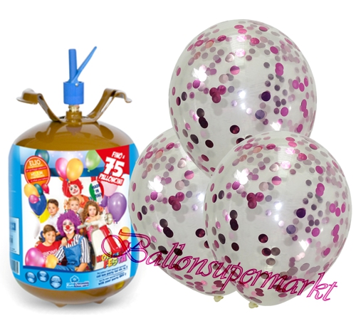 Ballons-und-Helium-Set-Midi-3,5-Liter-Einweg-Jumbo-Konfetti-Luftballons-rosa-pink-10-Stueck-Ballonflug-Dekoration-Hochzeit