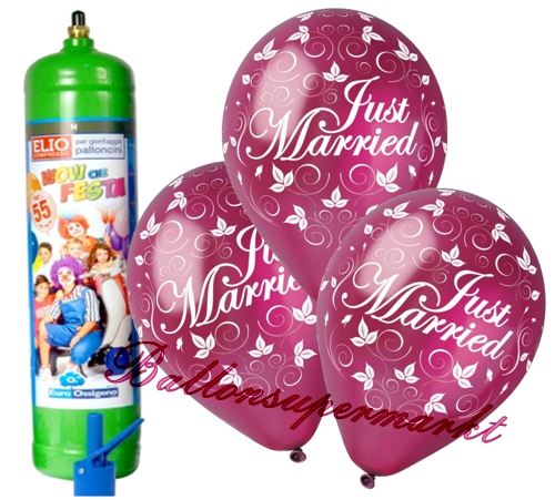 Ballons-und-Helium-Set-Midi-3-Liter-Einweg-Just-Married-burgund-50-Stueck-Ballonflug-Dekoration-Hochzeitsfest-Trauung