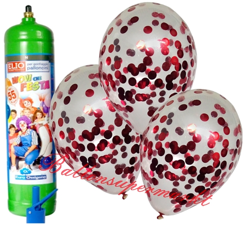 Ballons-und-Helium-Set-Midi-3-Liter-Einweg-Konfetti-Luftballons-rot-50-Stueck-Ballonflug-Dekoration-Hochzeitsfest-Trauung