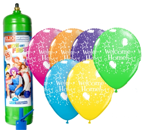 Ballons-und-Helium-Set-Midi-3-Liter-Einweg-Welcome-Home-50-Stueck-Ballonflug-Dekoration-Willkommensparty