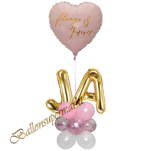 Ballonsdekoration-Hochzeit-Always-and-Forever-Ja-Rosa-Gold-Deko-Tischdeko-Hochzeitsfest