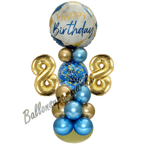 Ballonsdekoration-LED-Happy-Birthday-88-Blau-Gold-Deko-Tischdeko-zum-88.-Geburtstag