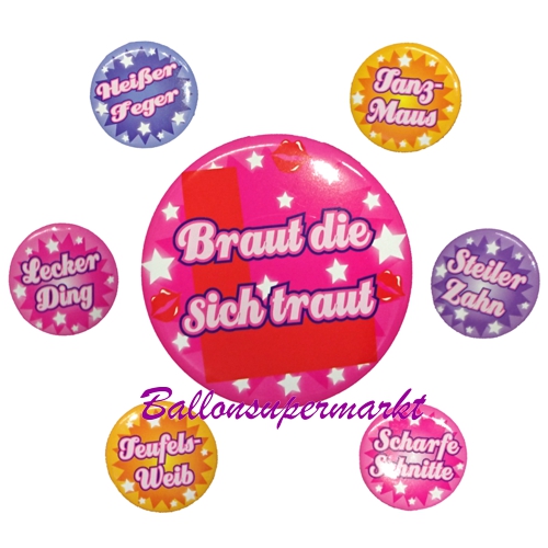 Button-Set-Braut-Deko-Junggesellinenabschied-Partyaccessoire-Hen-Party-Hen-Night